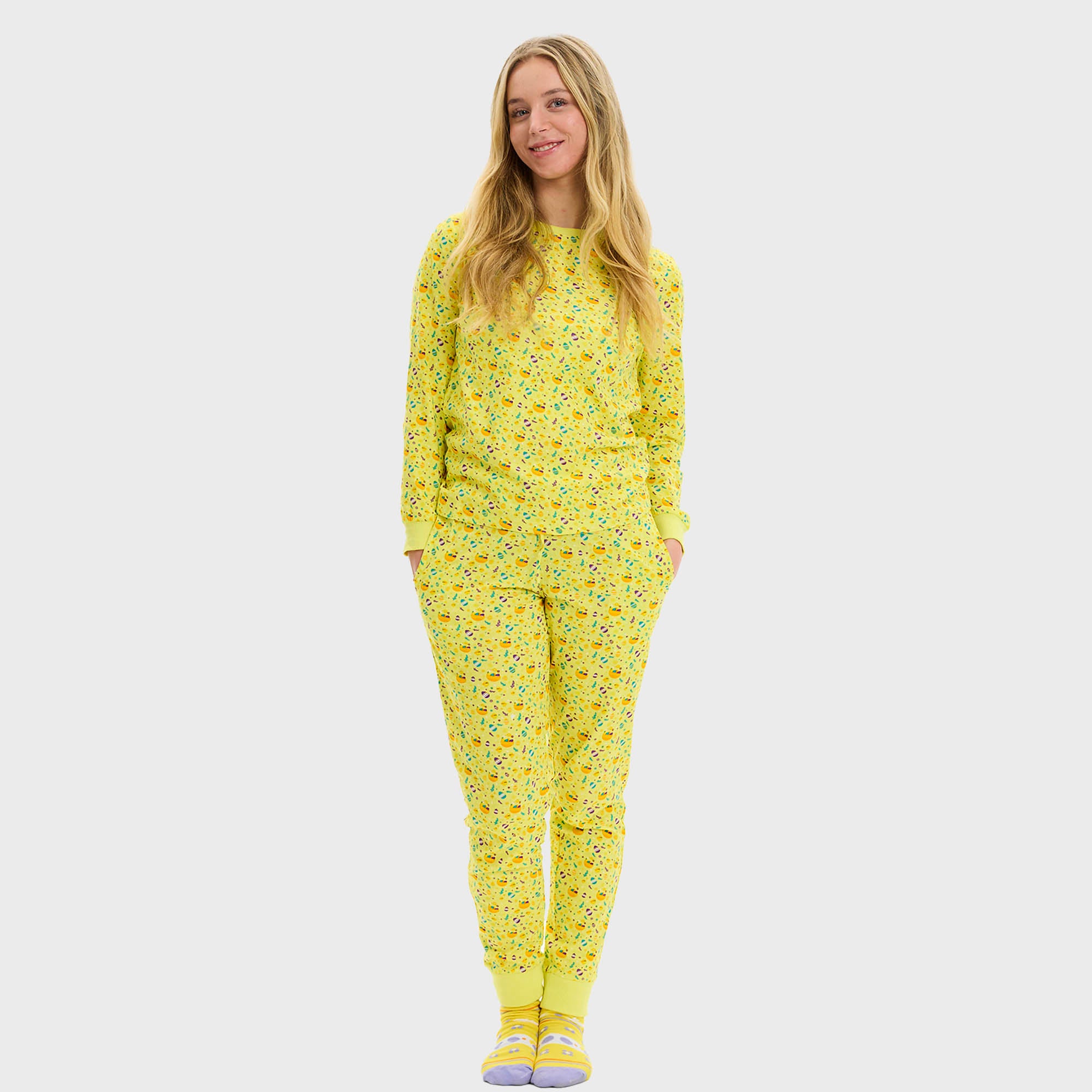 Påskekyllingens Påskepyjamas Gul - Dame.